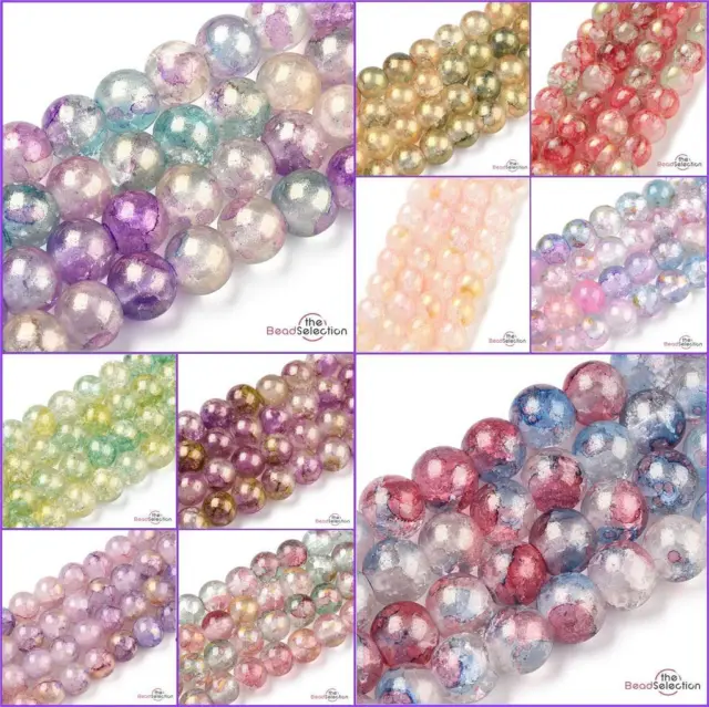 'Sparkles' Marbled Round Glass Beads 8mm Jewellery Making 12 Colours