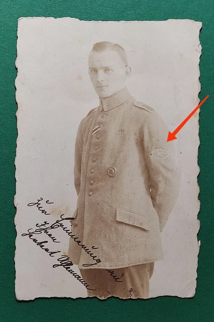 Original Foto/Portrait: Soldat,MG-Schützer Aufnäher 1WK