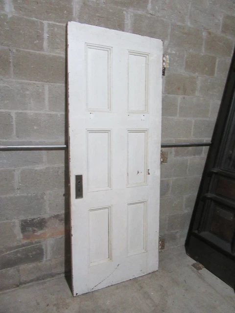 ~ ANTIQUE OAK 6 PANEL DOOR WITH HARDWARE W ~ 32 x 81.5 ARCHITECTURAL SALVAGE 7
