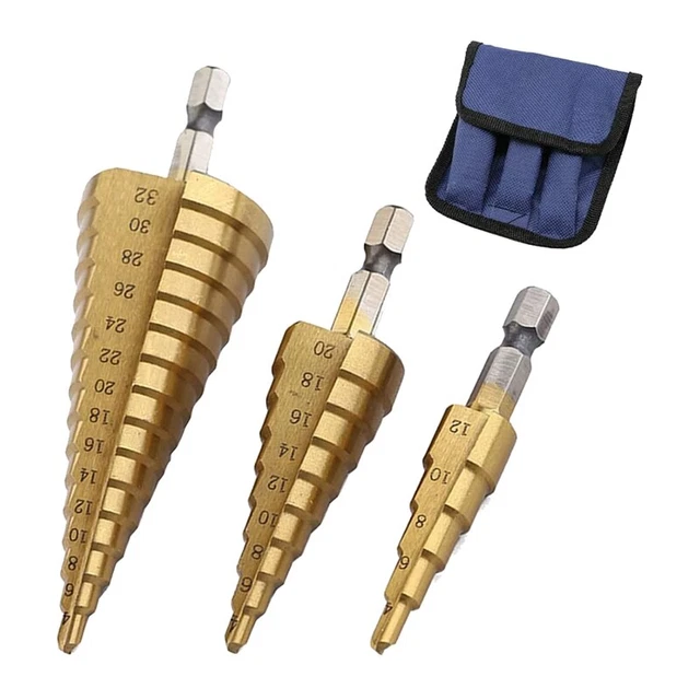 HS 4-32mm Cone Titanium Wood Metal Hole Cutter Hex Shank Drive  Change Tool H3K4