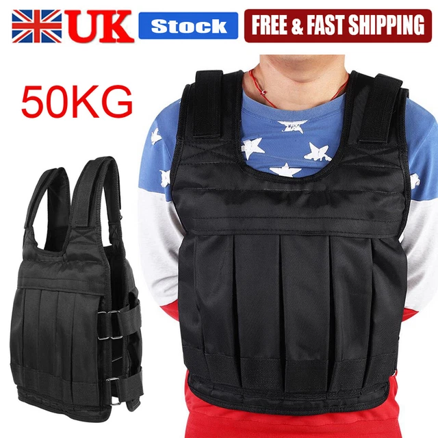 50kg Weighted Vest Adjustable Loading Weight Jacket Exercise Training Fitness UK