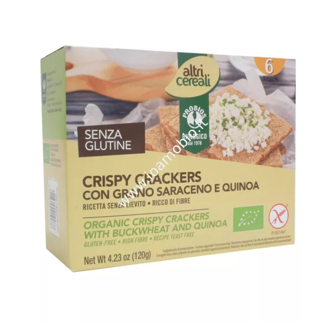 Crispy Crackers con Grano Saraceno e Quinoa 120g - Snack Biologico Senza Glutine