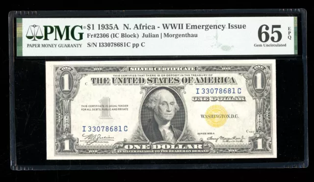 DBR 1935-A $1 North Africa Fr. 2306 IC Block Gem PMG 65 EPQ Serial I33078681C