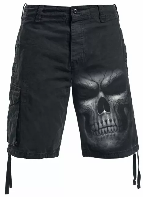 Spiral Direct SHADOW MASTER Vintage Cargo Shorts Black/Skull/Goth/Gift/Darkwear