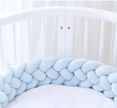Serpiente de cama trenzado protector de cabeza cojín de nudo, borde de cama, azul