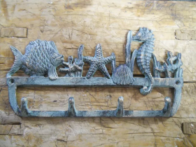 Cast Iron NAUTICAL Towel Coat Hooks Hat Hook Key Rack SEAHORSE, STARFISH, FISH