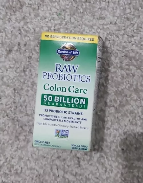 Garden of Life RAW Probiotics Colon Care 50 Billion CFU 30 Capsules Exp 7/24 Garden of Life RAW Probiotics Colon Care 50 Billion CFU 30 Capsules Exp 7/24