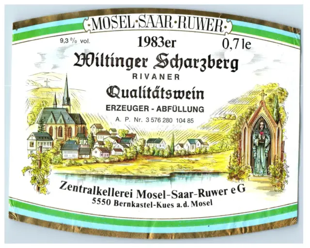 1970's-80's Winlitinger ScharzbergGerman Wine Label Original S43E