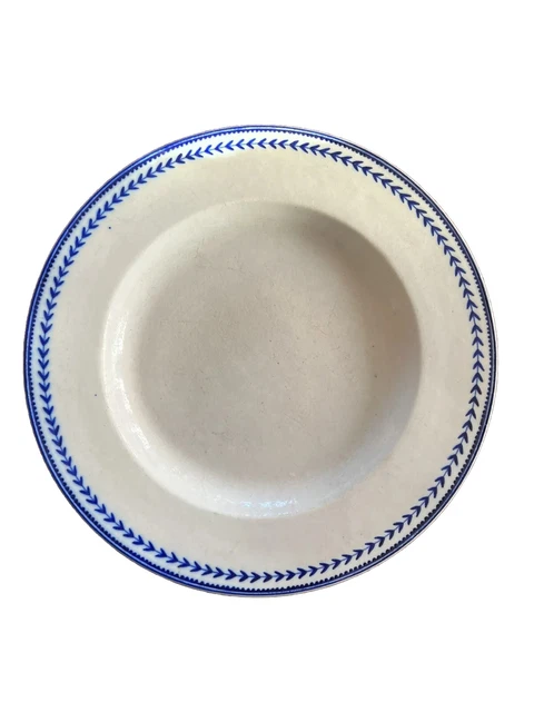 4 Antique French Tin Glazed Faience Plate with Laurel Design 18th / 19th C