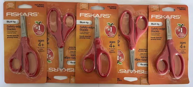 Fiskars Kids Blunt Tip Scissors - Red 5” Safety Edge Pack Of 5 New!!