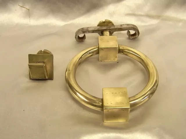 Rare Heutoir De Porte Bronze Art Deco Ancien Marteau Poignee Butoir De Chateau
