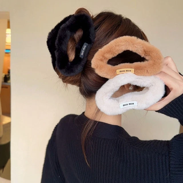 Autunno Inverno Fermaglio per capelli in pelliccia sintetica  Donne