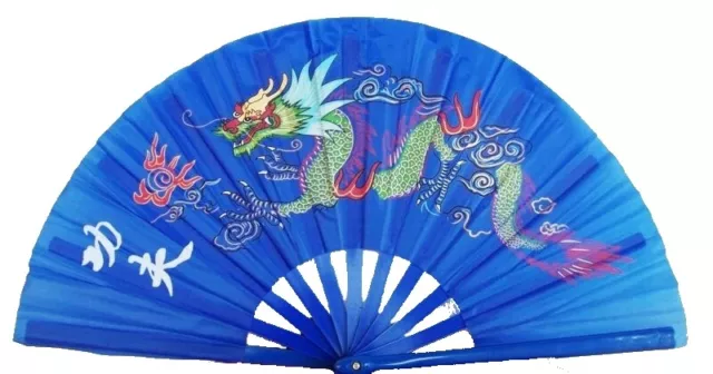 002 el Tai Chi Kung Fu Asia Deporte Danza Decoración China Abanico Azul Dragón