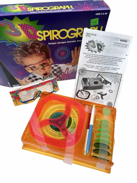 90s 3-D Spirograph Design Toy by Kenner *Complete!* w/ 3D Glasses, Tray, Pens+