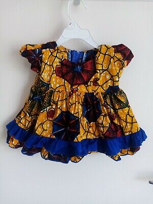 Used infants Girls Sleeveless African Handmade Dress  size 3 - 6 Months