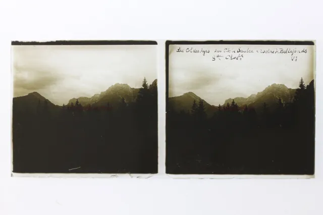 Col des Ayes Montagne France Photo Plate P9T8n15 Vintage Stereo