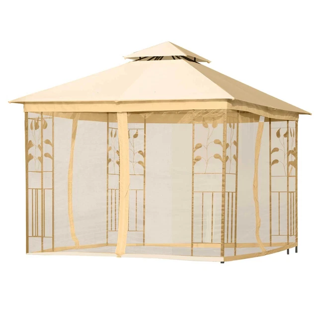 Outsunny Luxus Pavillon Gartenpavillon Partyzelt Festzelt Gartenzelt Pagode 3x3m 3