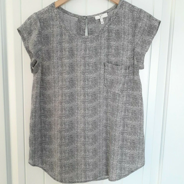 Joie Rancher Printed Silk Top With Pocket Black White Size S Joie Rancher Printed Silk Top With Pocket Black White Size S