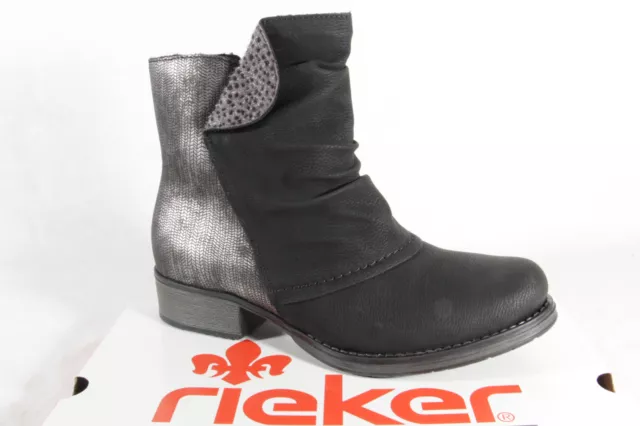 Rieker Y9790 Stivali Donna Stivaletti Nero Cerniera Lampo Nuovo