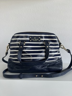 Kate Spade Navy Blue Stripe Leather Purse Crossbody