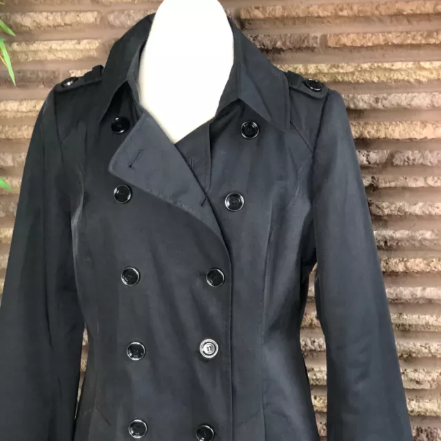 Via Spiga Black Double Breasted Trench Coat Raincoat Size Medium 2