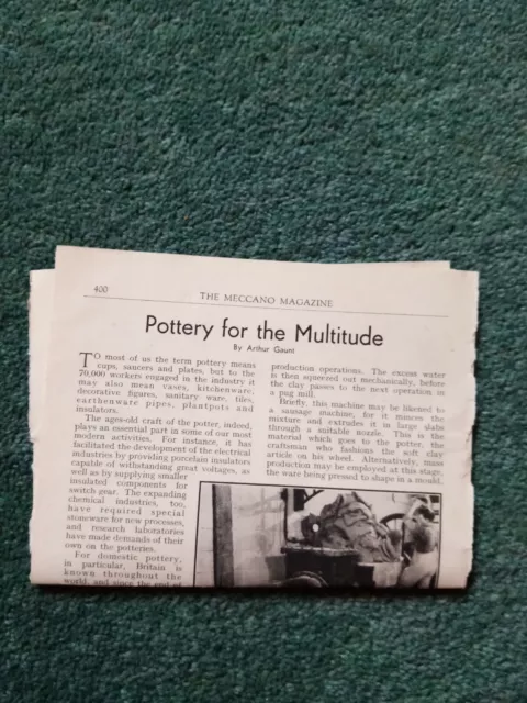 B9o Ephemera 1940s article pottery for the multitude Arthur gaunt