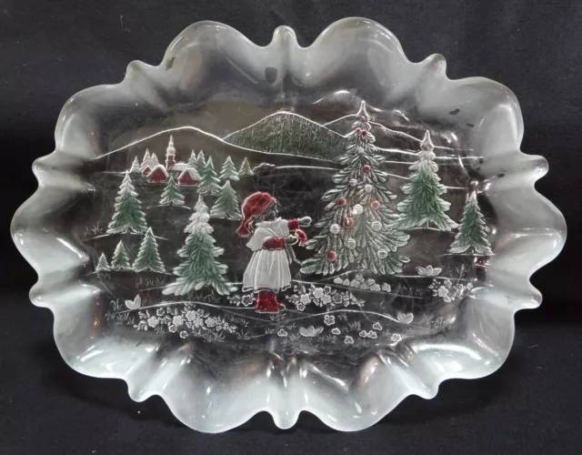 Mikasa Frosted Glass Crystal Christmas Story Oval Canape Serving  Platter