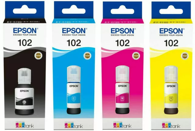 Lot Epson 102 Ecotank Original Ink Multipack Black Cyan Magenta Yellow