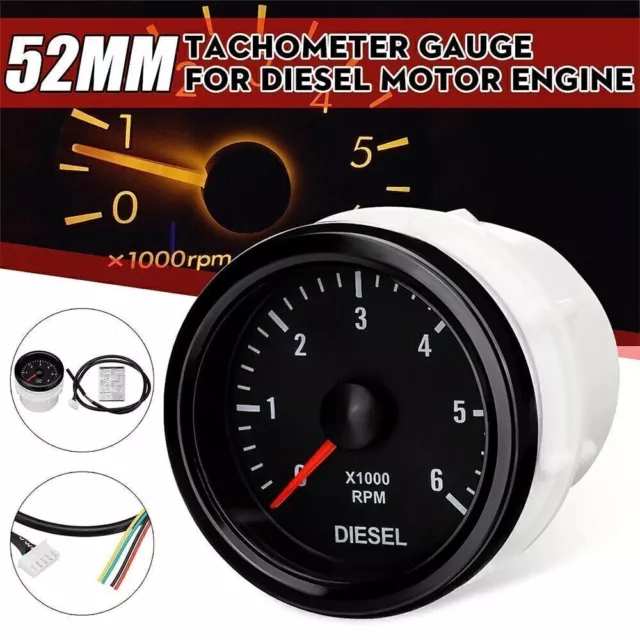 52mm Drehzahlmesser Tachometer 0-6000 RPM Für Dieselmotor Auto Van 4x4 Off Road#