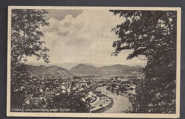 Graz vom Schloßberg gegen Norden Postkarte AK 1943