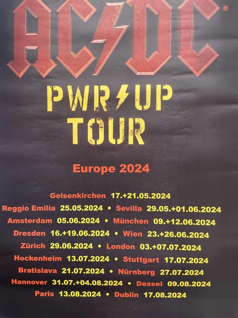 AC/DC EUROPE POSTER 2024 power up tour-London-munchen-paris-amsterdam ...