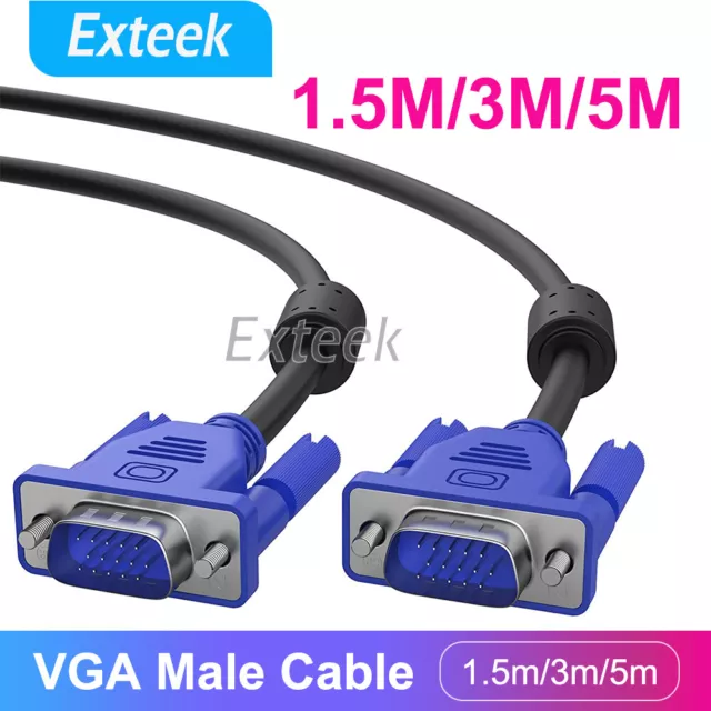 VGA 15pin Male to SVGA Male Cable PC Monitor Extension HDTV Computer LCD Screen