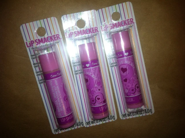 3 Pk Lot -Bonne Bell Lip Smacker Lip Balm Cotton Candy Cutie Moisturizing Shine!