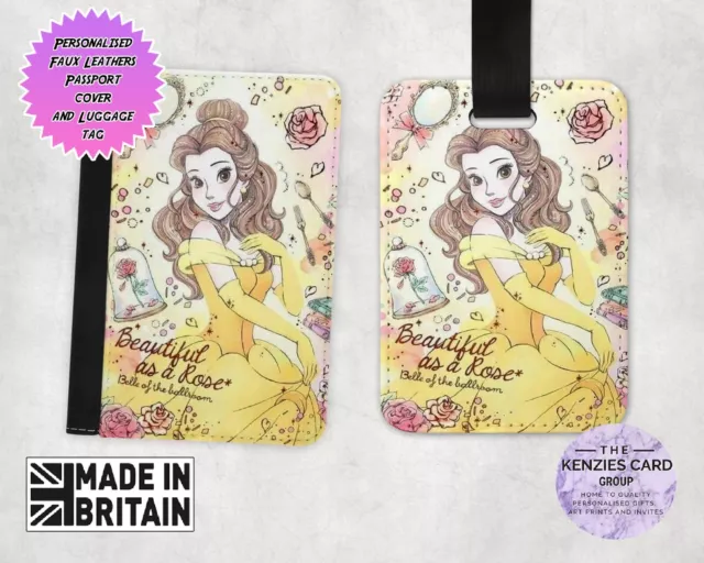 Personalised Disney Passport Cover & Luggage Tag - Disney Princess Belle V1