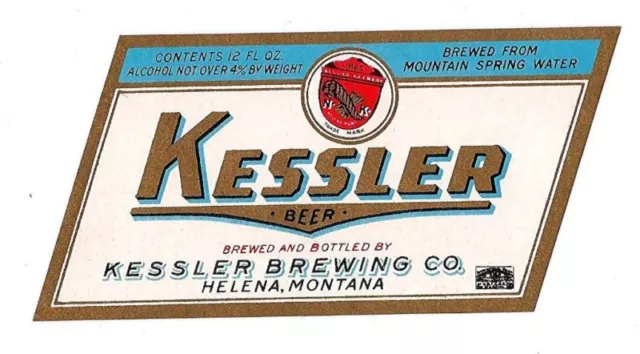 Kessler Beer Bottle Label Kessler Brew Helena Montana