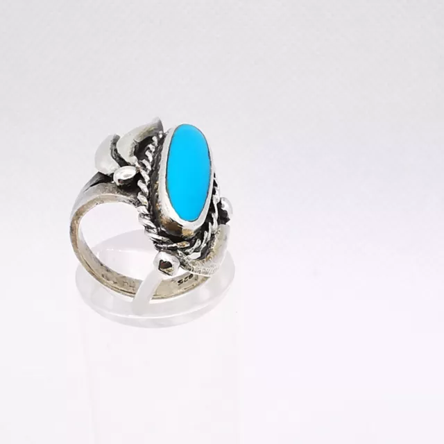 Elegante Indianer Schmuck Damen Ring Türkis Edelstein Sterlingsilber Handarbeit