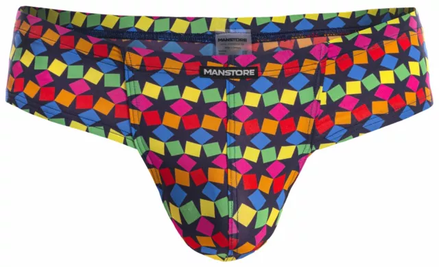 Manstore M2056 Regenbogen frecher Herren-Slip verbessernde Unterwäsche Slip niedrig steigend multi