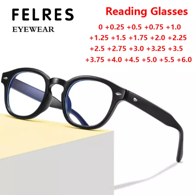 Men Women Round Blue Light Blocking Reading Glasses Clear Lens Classic Glasses