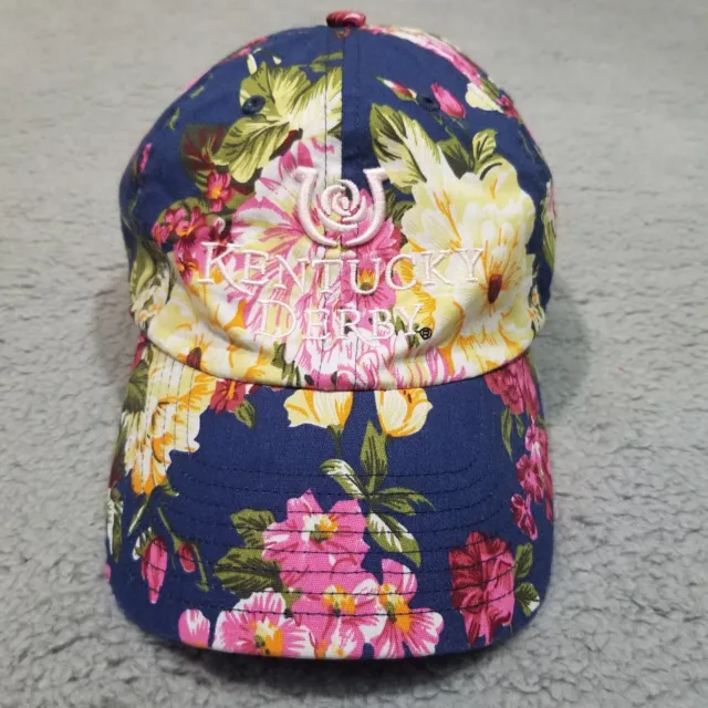 Kentucky Derby Hat Cap Strap Back Mens Blue Pink Flowers Horse Racing Casual