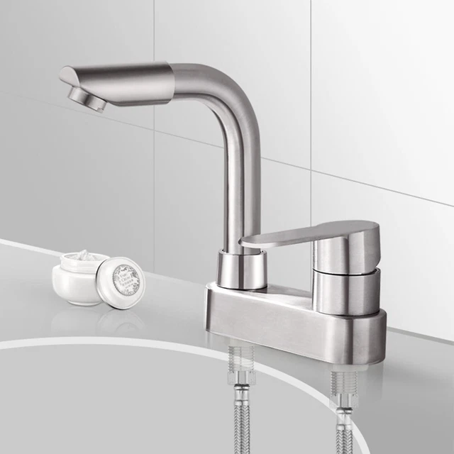 Rubinetto Bacino con Trattamento Disegno Fili 304 Acciaio Inox Lunga Durata