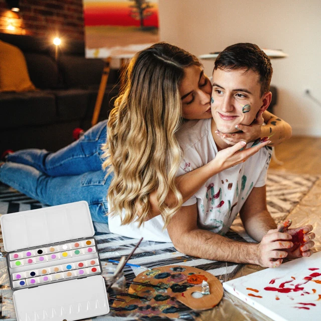 EMPTY WATERCOLOR TINS Case Pigment Container Paint Pots with Lid Travel