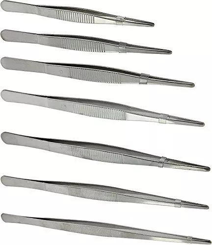 Tweezer Set 7 PIECES Stainless Great for Jewelry Models Crafts 5" to 12" Sizes