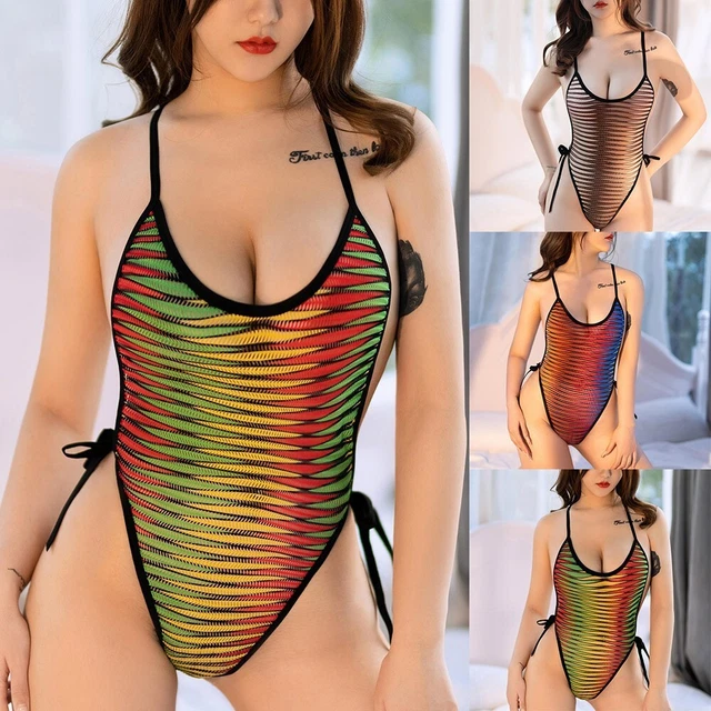 Combinaisons femmes combinaison à rayures bandage bikini combinaison lingerie v