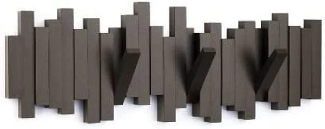 Sticks Multi Rack – Modern, Unique, Space-Saving Hanger with 5 Flip-Down Hooks f