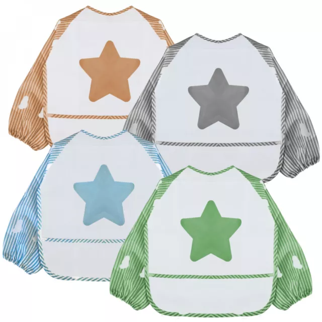 Monsieur Bébé - Lot de 4 bavoirs pour bébé imperméables - Manches longues