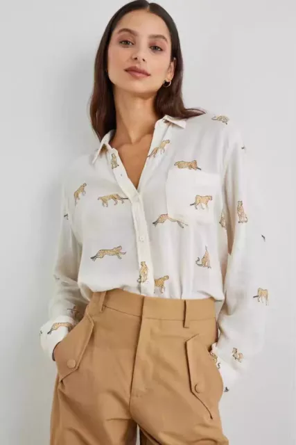 Brand New Rails Long Sleeve Charli Shirt - Natural Leopard $178