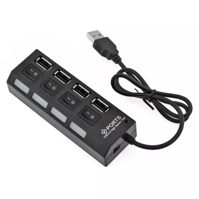 High Speed ​​4 Ports 2.0 USB-Hub Multi-Ladeadapter mit Ein / Aus-Taste + LED 3