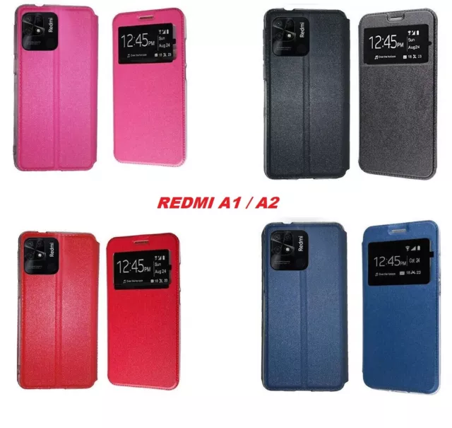 Funda de Libro con ventana compatible para Xiaomi Redmi A2  (varios colores)