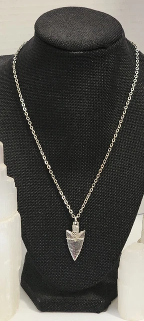 Vintage 70's Gold Tone Arrowhead Pendant Silver Tone Nice Necklace Beads 18 inch