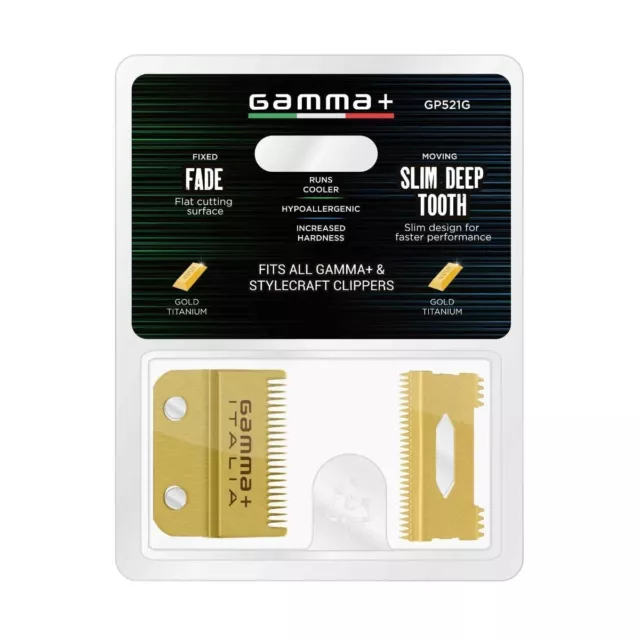 StyleCraft Replacement Fixed Gold Fade Blade w/Slim Deep Tooth Cutter  | GP521G